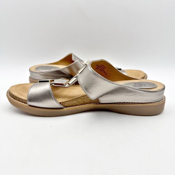 Sofft Womens Blaire Wedge Sandal US 7.5 M Taupe Silver Metallic Leather NWOB - Picture 6 of 11
